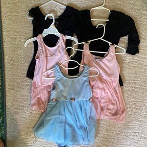 5 dance leotards - sold as lot size 6/7